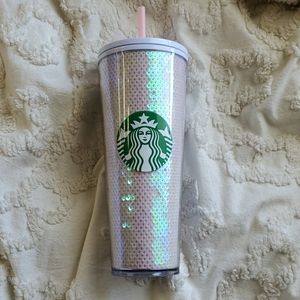 Starbucks white/pink sequin tumbler